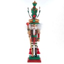 18"HOLLY WOOD RED & GREEN LEAVES HAT NUTCRACKER.