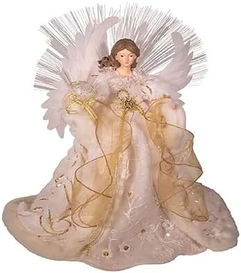 16"FIBER OPTIC LED GOLD & WHITE ANGEL TREETOP W/70