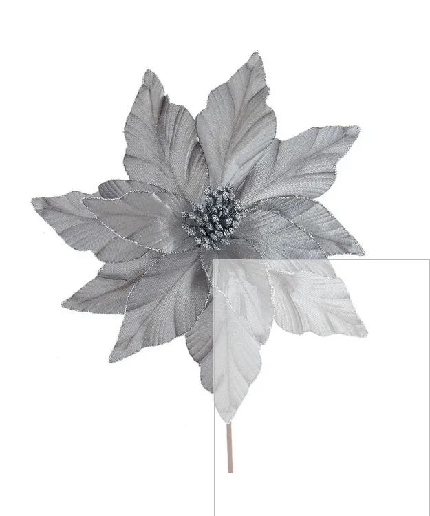 14"SILVER VELVET POINSETTIA.