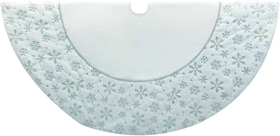 54"WHITE & SILVER VELVET W/SEQUIN SNOWFLAKES