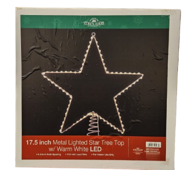 17.5"SILVER LIGHTED TREETOP LED LIGHS WRAP ON STAR