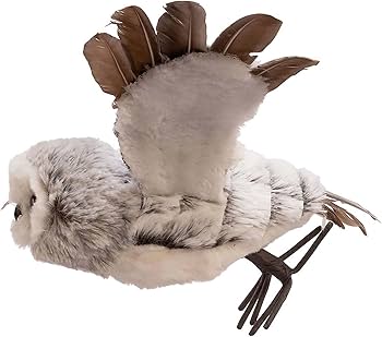 13.78X2.75X7"GRAY W/WHITE FUR FLYING OWL ORN.