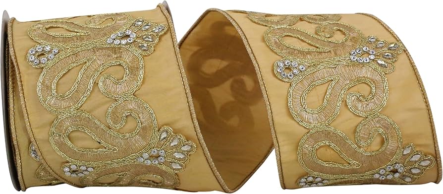 DUPPON REGAL TRIM JEWEL SCROLL EMBROIDERY WIRED EDGE 4"X5Y