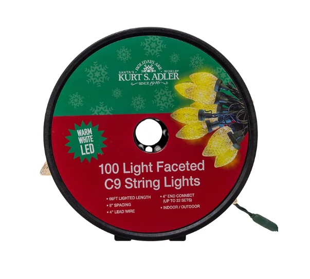 100L WW LED FACETED C9 STRING LITES