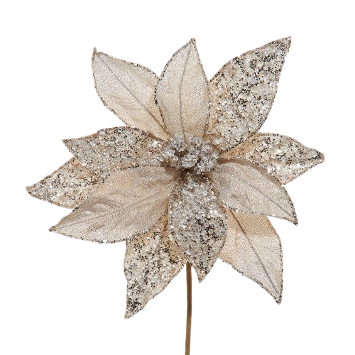 14´´METALLIC CHAMPAGNE POINSETTIA