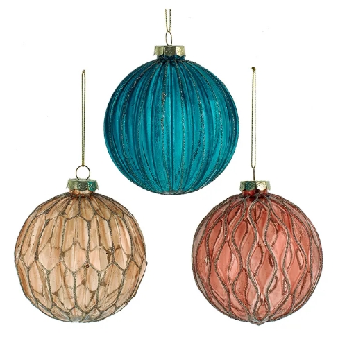 4´´TEAL/ROSE/GOLD TRANSPRNT BALLS INDIVIDUAL