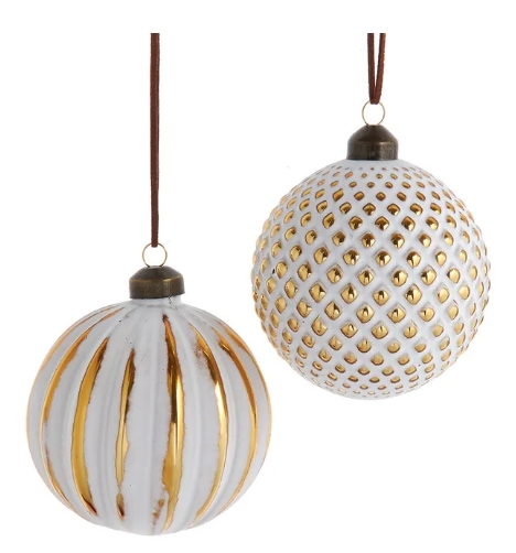 4´´GLASS WHITE WASH GOLDEN BALL INDIVIDUAL