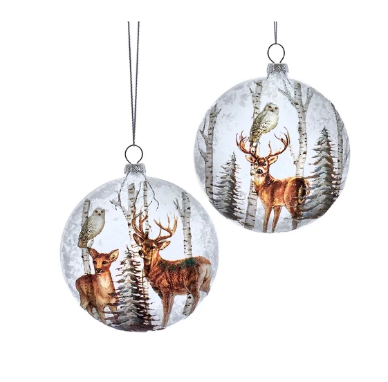 100MM FRSTD GLS DEER DISC ORN INDIVIDUAL