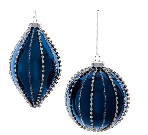 100MM BLUE FINIAL/BALL W/STONES INDIVIDUAL