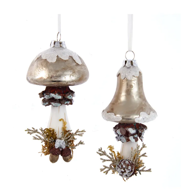 5´´GLASS MUSHROOM W/ PINECONE ORN INDIVIDUAL