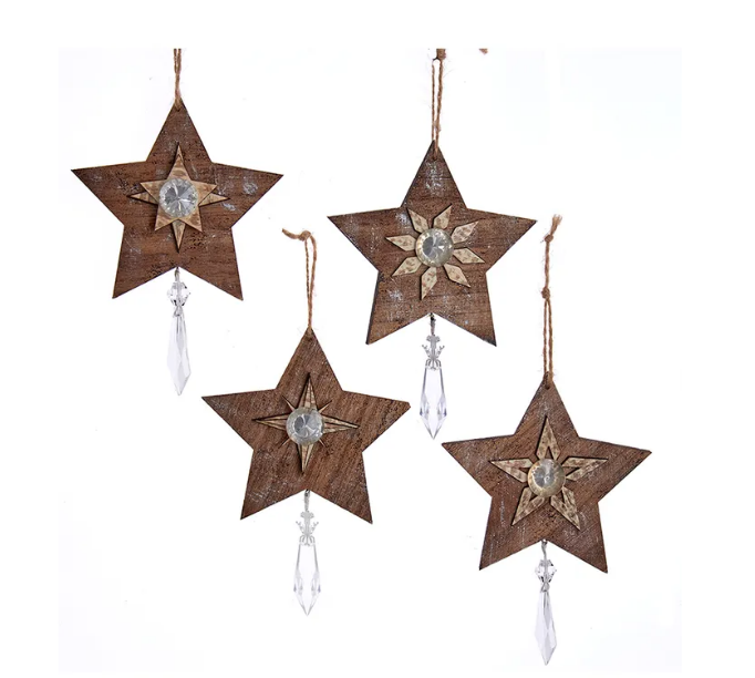 6.25´´WDN STAR W/DANGLE ORN INDIVIDUAL
