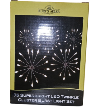 12' 75L Classic White Superbright Twinkle LED Cluster Burst With Green Base