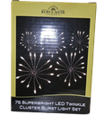 12' 75L Classic White Superbright Twinkle LED Cluster Burst With Green Base