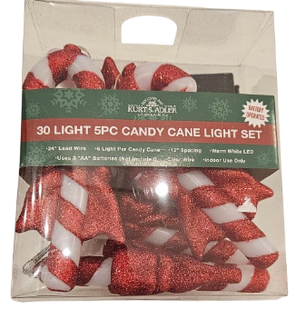 30L 5PC B/O CANDY CANES LIGHT SET