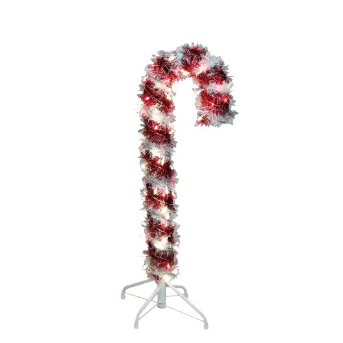 3 PRELIT R/W LED TINSEL CANDY CANE