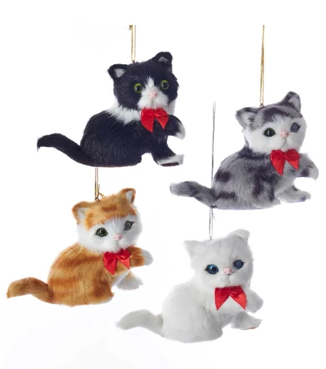 3.75´´FURRY SITTING CAT ORN INDIVIDUAL