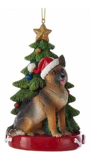 4.25´´RES GERMAN SHEPHERD W/TREE ORN