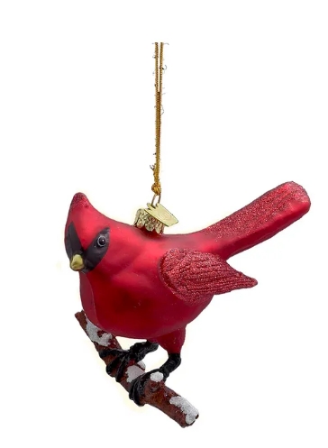 4´´NOBLE GEMS GLASS CARDINAL ORN
