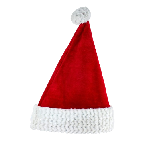 17" RED PLUSH HAT W/WHITE CUFF