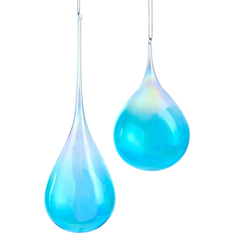 BLUE GLASS DROP ORNAMENTS