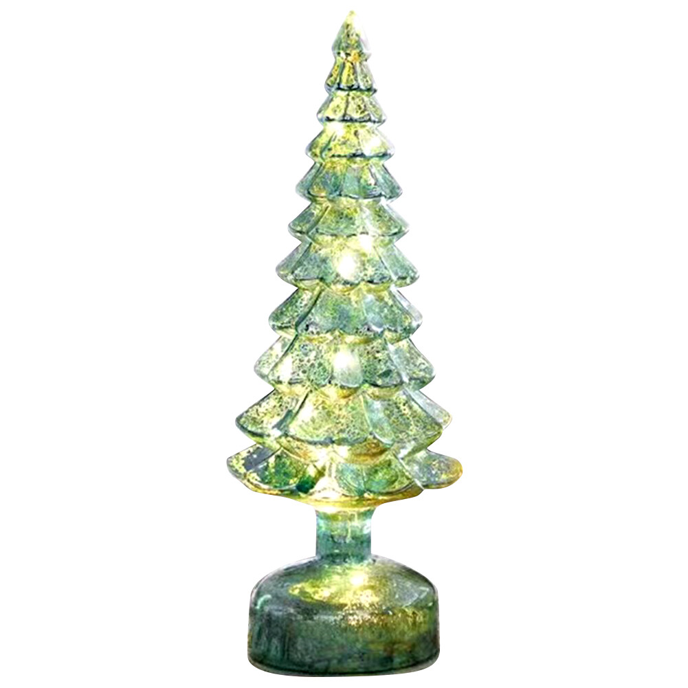 14.17´´H B/O LIGHTED ROTATING MERCURY GLASS CHRISTMAS TREE