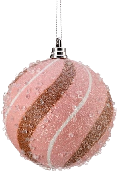 100MM VP SUGAR PEPPERMINT BALL ORNAMENT INDIVIDUAL