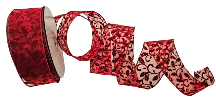 DARK RED SHR/BURG FLOCD SWIRLS, 2.5''X50Y