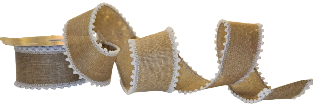 NAT LIN/WHT PUFF EMBRD2.5´´X10Y