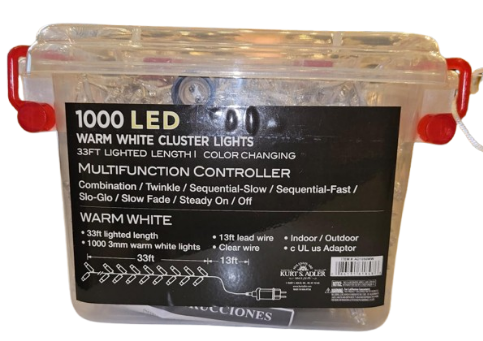 33' 1,000-Light Warm White 3MM LED Multifunction Cluster Garland With Clear Wire
