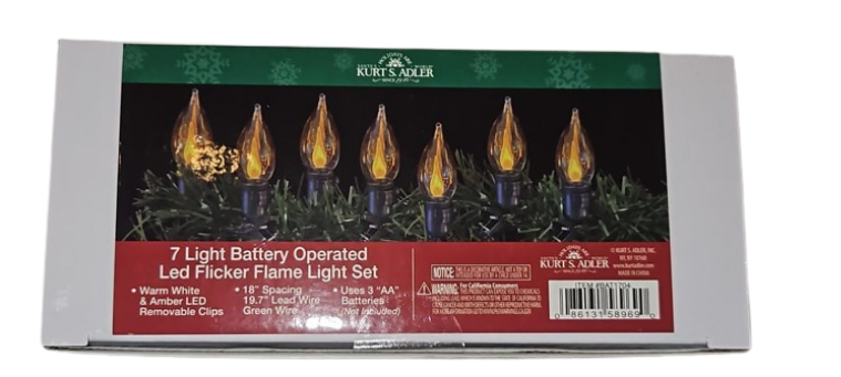 10.5' Battery-Operated 7-Light Flicker Flame LED Light Set With Clips