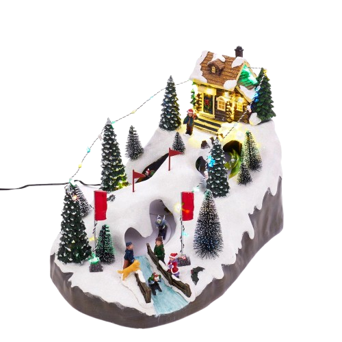 16"XMAS LED SKIING VILLAGE W/M