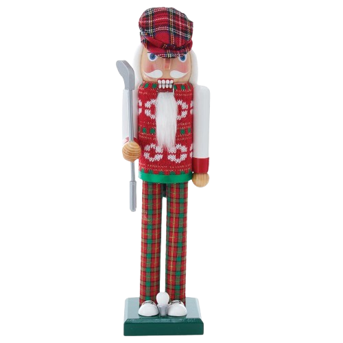 15" Red and Green Golfer Nutcracker
