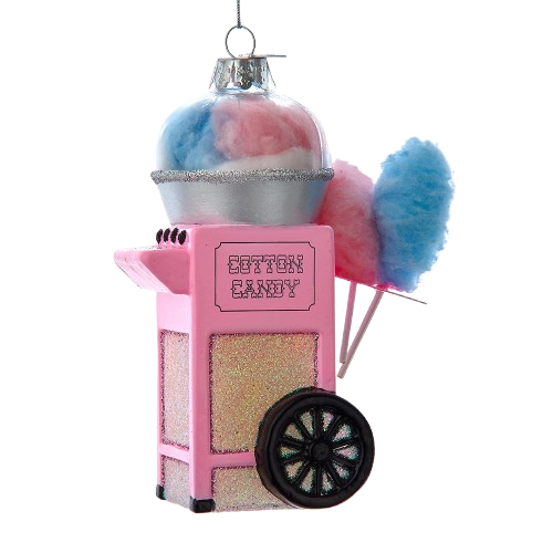 4.75" GLASS COTTON CANDY CART ORNAMENT