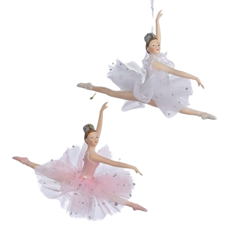 5" PINK / WHITE BALLERINA ORNAMENTS UNIDAD 