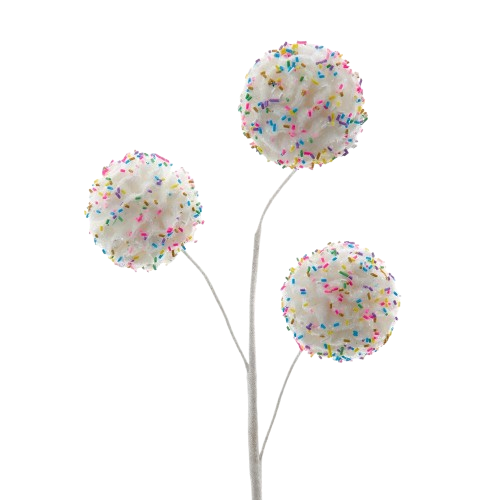 WHITE FROSTED WITH SPRINKLES BALL PICK