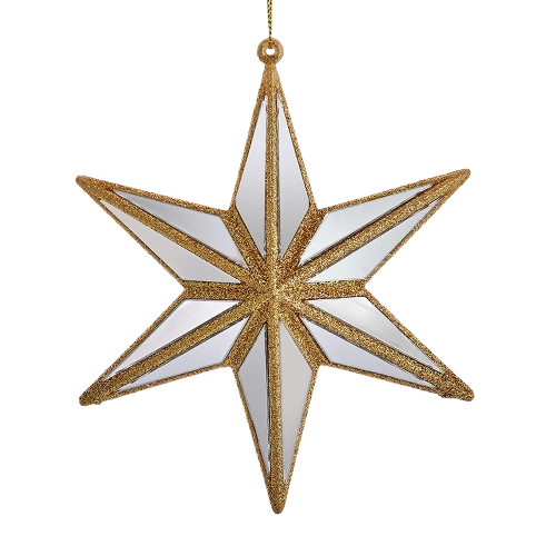 IVORY AND GOLD MIRRORED STAR ORNAMENT 