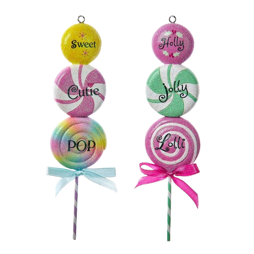 4"RESIN TRIPLE LOLLIPOPS ORNAMENTS / INDIVIDUAL
