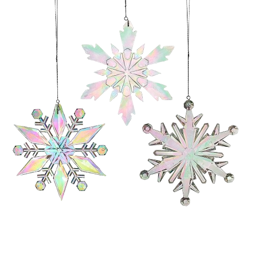 9-9.5" OPALESCENT SNOWFLAKE ORNAMENTS / INDIVIDUAL