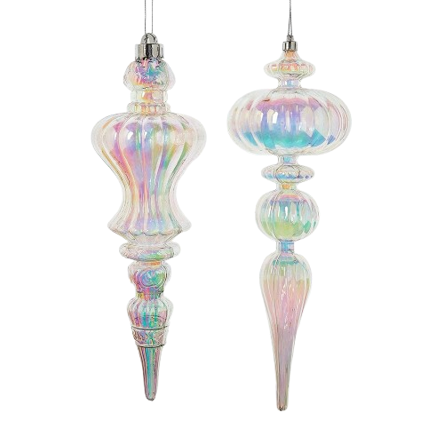 12" OPALESCENT FINIAL ORNAMENTS / INDIVIDUAL