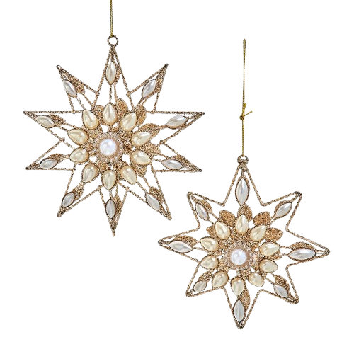 5"MET PLAT SNOWFLAKE WITH PEARL / INDIVIDUAL 