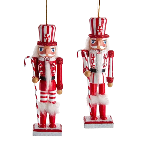 6"WOODEN PEPPERMINT NUTCRACKER / INDIVIDUAL  