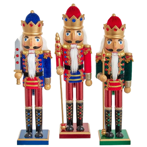 15" BLUE/RED/GREEN KING NUTCRACKERS