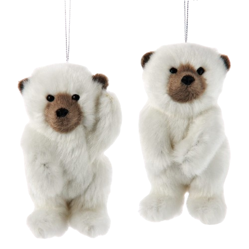 4.5"FURRY POLAR BEAR ORNAMENTS / INDIVIDUAL 
