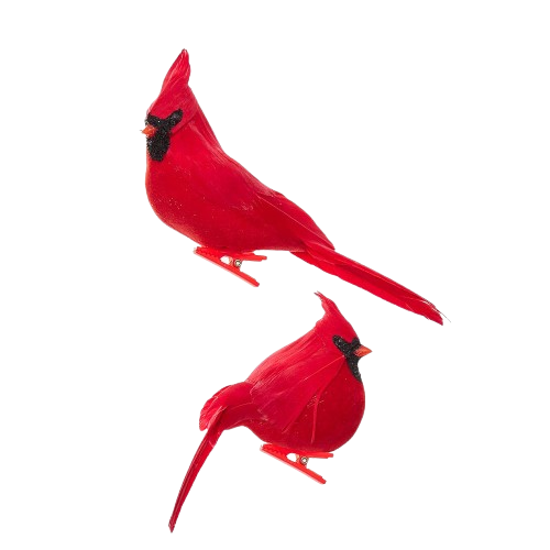 4.5-6" VELVET CARDINAL ON CLIP / INDIVIDUAL 