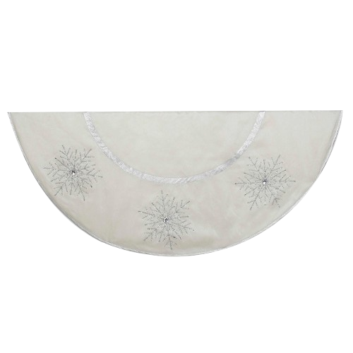 54"IVORY WITH CRYSTAL LACE SNOWFLAKES TREE SKIRT