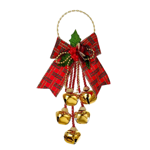 11" JINGLE BELL DOOR HANGER WITH BOW