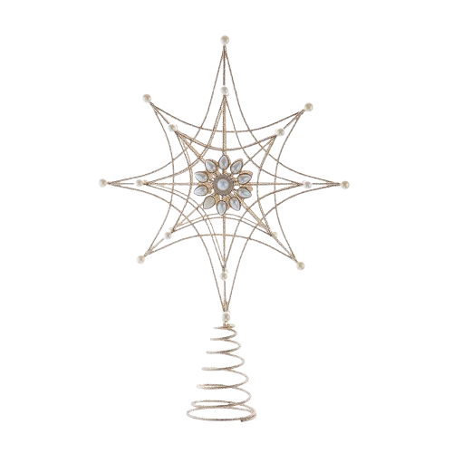 14"MET GOLD & PEARL SNOWFLAKE TREETOP
