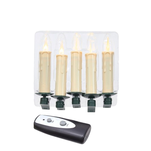 BATTERY OPERATED 5 LIGHT AMBER LED CANDLE LIGHT CLIP-ON  