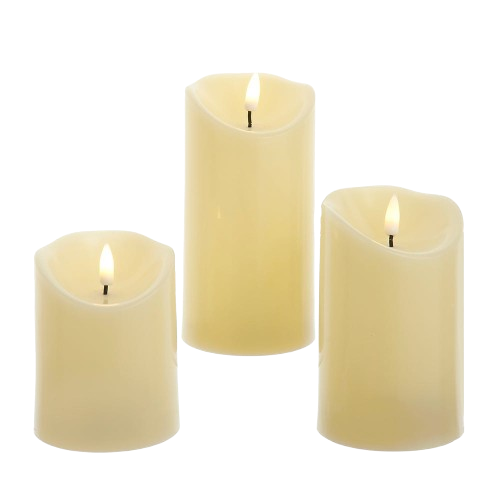 4"-6" BATTERY OPERATED LED FLICKER FLAME CANDLES 3-PIECE SET