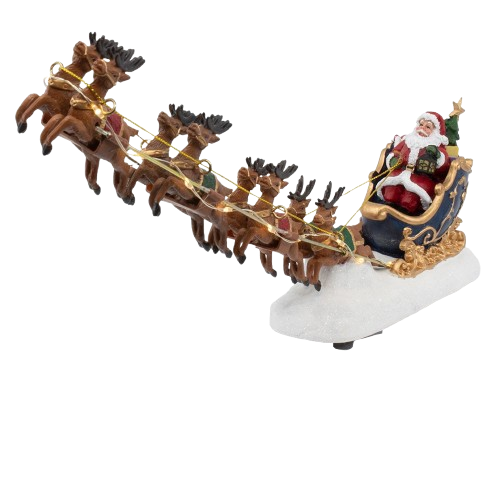 7" BATTERY OPERATED LED SANTA WITH SLEIGH TABLE PIECE